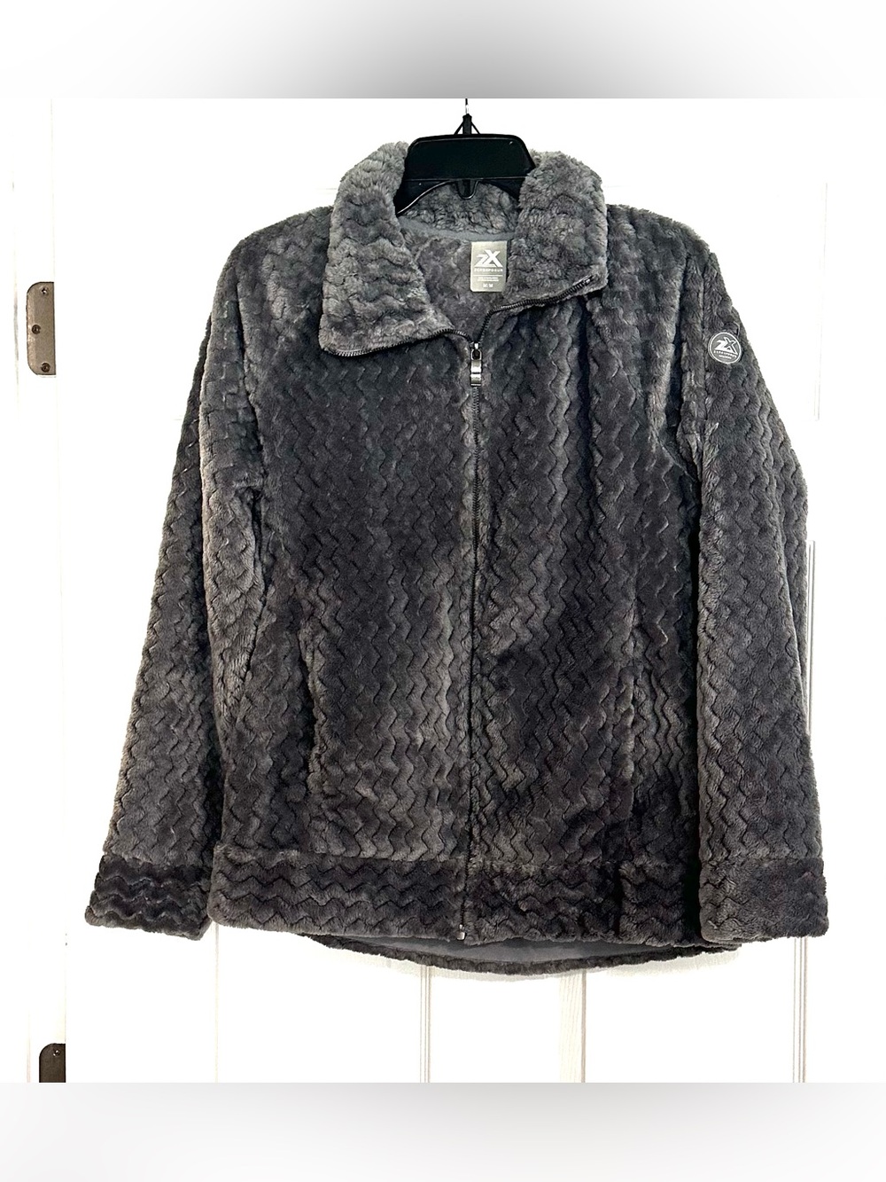 ZeroXposur Faux Fur Fleece Jacket M Gray Carbon Full Zip Cozy Winter